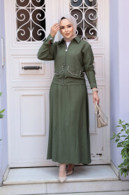 Modest Khaki Skirted Dual Suit 44751HK - 3
