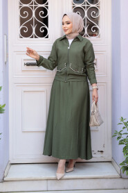 Modest Khaki Skirted Dual Suit 44751HK - 4