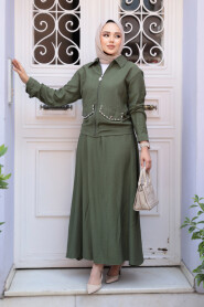Modest Khaki Skirted Dual Suit 44751HK - 1