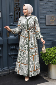Modest Khaki Summer Dress 23928HK - 1