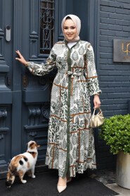Modest Khaki Summer Dress 23928HK - 3