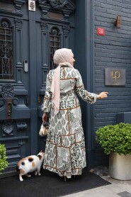Modest Khaki Summer Dress 23928HK - 4
