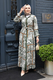 Modest Khaki Summer Dress 23928HK - 2
