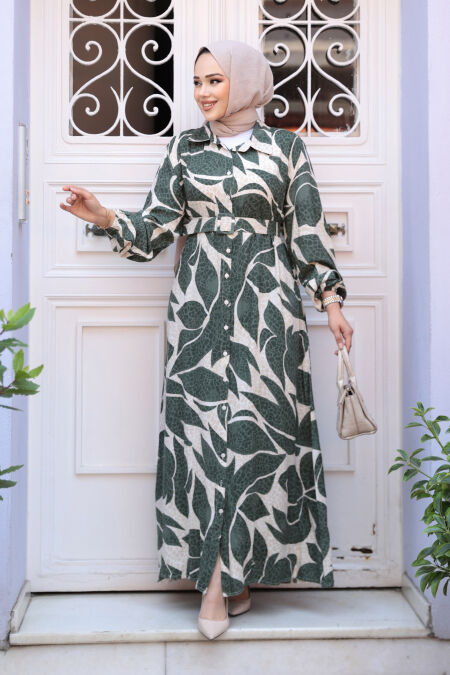 Modest Khaki Summer Dress 24082HK - NEVA STYLE