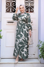 Modest Khaki Summer Dress 24082HK - 2