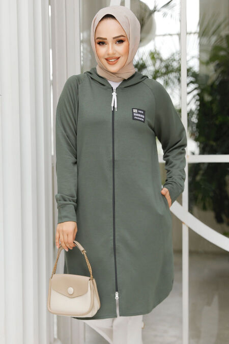 Modest Khaki Sweatshirt 30157HK - NEVA STYLE