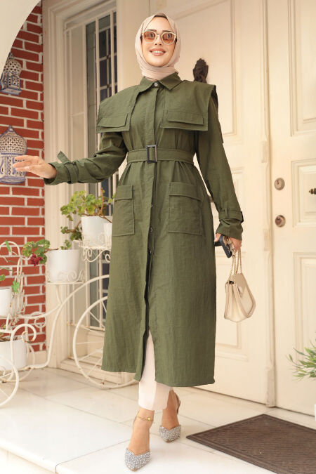 Modest Khaki Trench Coat 19023HK - NEVA STYLE