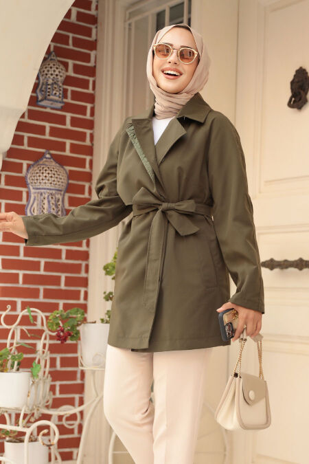Modest Khaki Trench Coat 19024HK - NEVA STYLE