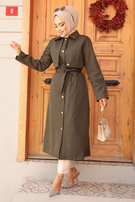 Modest Khaki Trench Coat 62131HK - NEVA STYLE