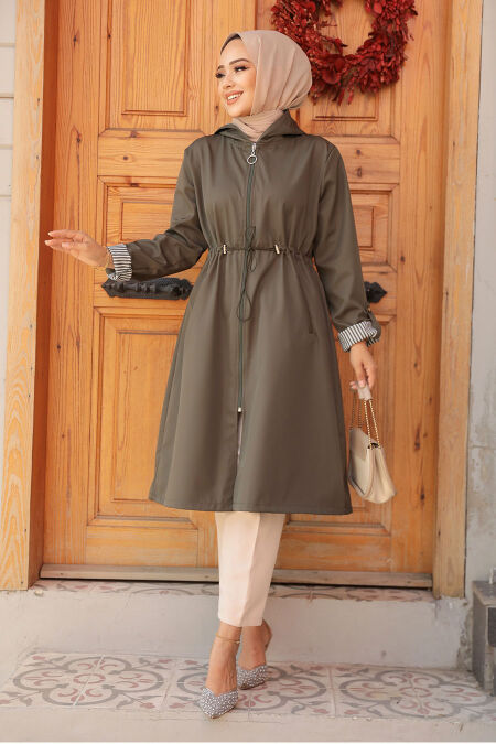 Modest Khaki Trench Coat 69721HK - NEVA STYLE