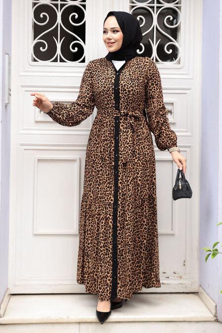 Modest Leopard Dress 23927LP - NEVA STYLE