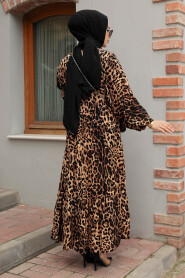 Modest Leopard Patterned Dress 10273LP - 4