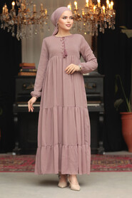 Modest Light Dusty Rose Long Sleeve Dress 22051AGK - 2