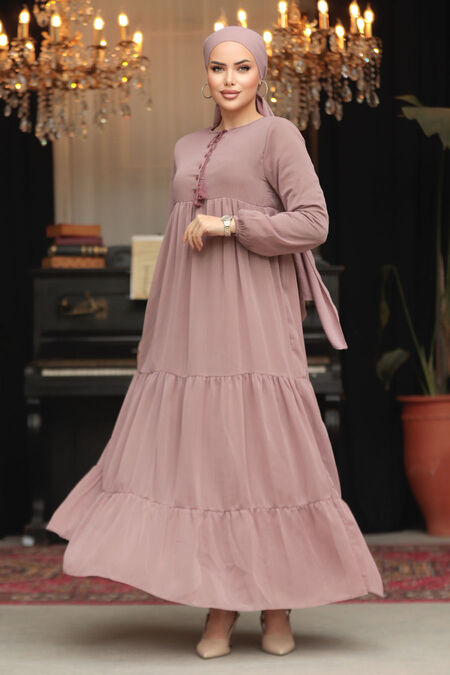 chinese dress ladies Light Pink Chiffon Long Sleeve Pleated Plus Maxi Dress – PinkBlush main image 0