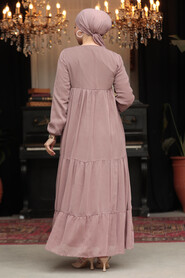 Modest Light Dusty Rose Long Sleeve Dress 22051AGK - 4