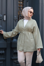 Modest Light Khaki Kimono 19032AHK - 2