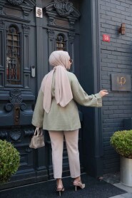 Modest Light Khaki Kimono 19032AHK - 4
