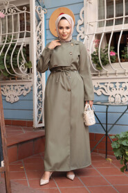 Modest Light Khaki Trench Coat 684AHK - 2
