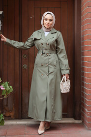 Modest Light Khaki Trench Coat 7261AHK - 1