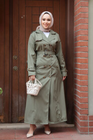 Modest Light Khaki Trench Coat 7261AHK - 2