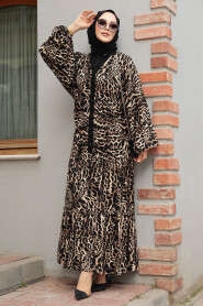 Modest Light Leopard Patterned Dress 10273ALP - 4