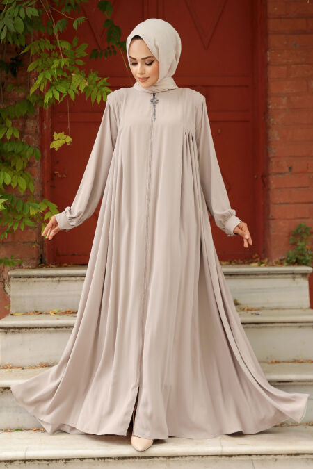 Modest Light Mink Dubai Abaya 520180AV - NEVA STYLE