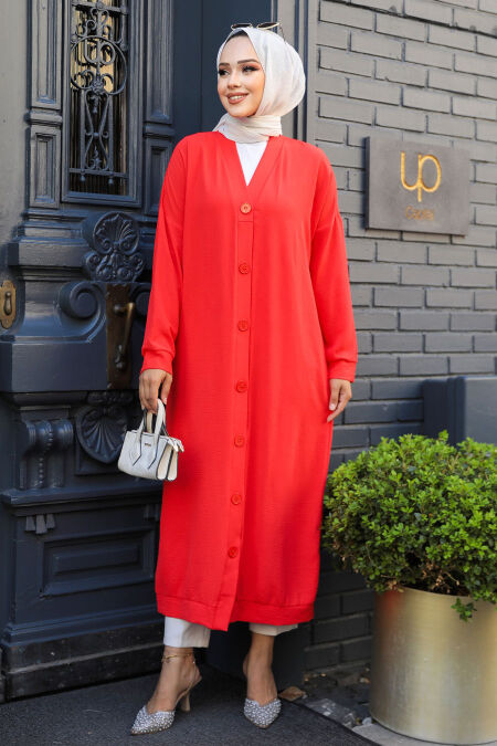 Modest Light Red Coat 10244AK - NEVA STYLE