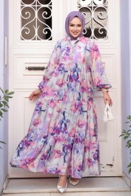 Modest Lila Floral Dress 710508LILA - 1