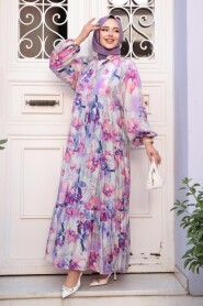 Modest Lila Floral Dress 710508LILA - 2