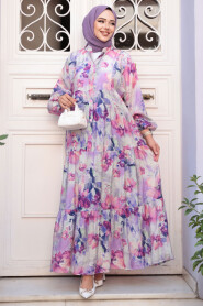 Modest Lila Floral Dress 710508LILA - 4