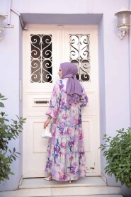 Modest Lila Floral Dress 710508LILA - 5