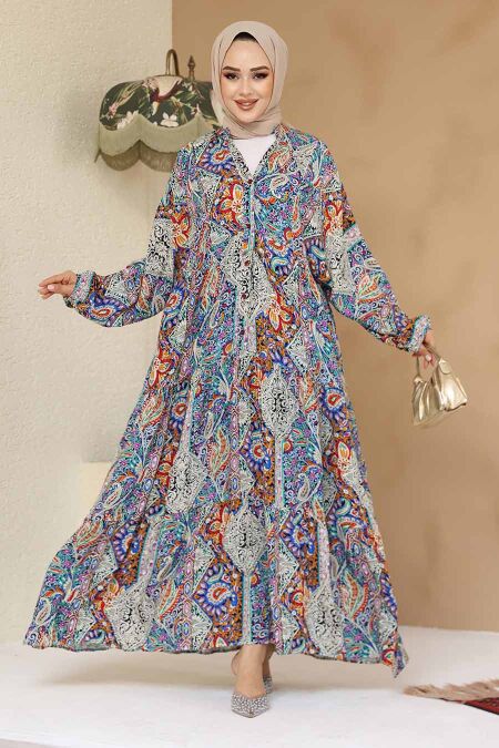 Modest Lila Floral Maxi Dress 23454LILA - NEVA STYLE