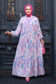 Modest Lila Floral Maxi Dress 710507LILA - 1