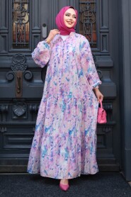 Modest Lila Floral Maxi Dress 710507LILA - 2