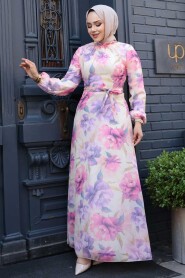 Modest Lila Floral Plus Size Dress 279918LILA - 1
