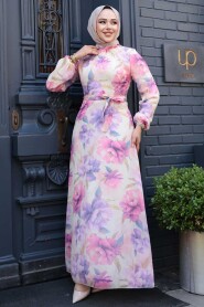Modest Lila Floral Plus Size Dress 279918LILA - 2