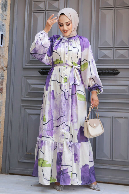 Modest Lila Long Sleeve Dress 23156LILA - NEVA STYLE