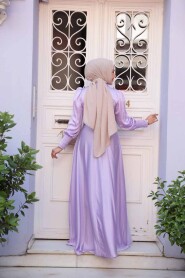 Modest Lila Satin Bridesmaid Dress 23242LILA - 3