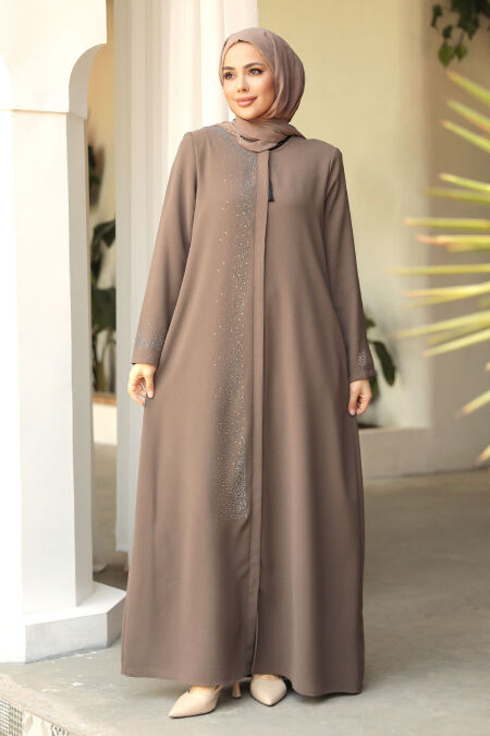 Modest Mink Abaya For Women 26331V - NEVA STYLE