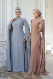 Modest Mink Bridal Dress 52601V - 7
