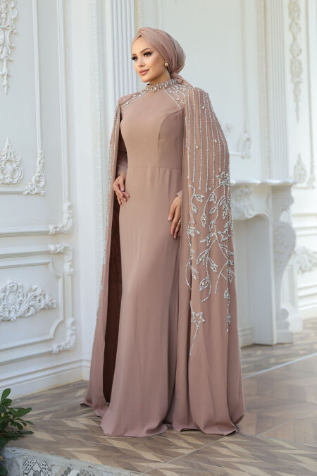 Modest Mink Bridal Dress 52601V - NEVA STYLE