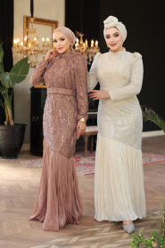 Modest Mink Bridesmaid Dress 51621V - 6