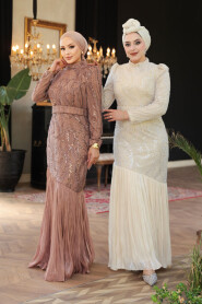 Modest Mink Bridesmaid Dress 51621V - 7