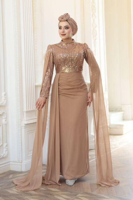 Modest Mink Bridesmaid Dress 52592V - NEVA STYLE