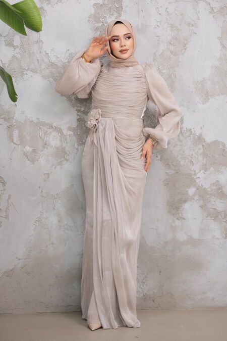 Modest Mink Evening Gown 51203V - NEVA STYLE