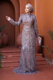 Modest Mink Evening Gown 51812V - 2