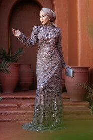 Modest Mink Evening Gown 51812V - 3