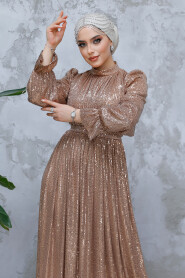 Modest Mink Evening Gown With Long Sleeve 44961V - 3