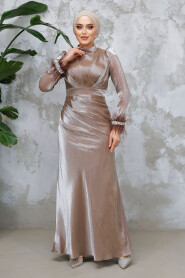 Modest Mink Evening Long Dress 50481V - 2