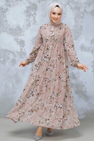 Modest Mink Floral Dress 22053V - 2
